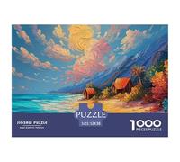 Oil Painting Of_a Hawaiian Beach 1000 Pezzi Cartoncino Extra-spesso Bundle Di Puzzle Mediterranean Coastal Village Anti-stress Gioco Creativo Puzzle Regali Per Famiglia E Amici 52x38cm/1000pcs