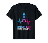 Oil Rig Heartbeat Design - My Heart Beats with Oil Maglietta