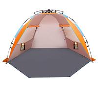 Oileus Tenda da spiaggia per 4 persone, misura XL, tenda istantanea portatile per spiaggia, con borsa per il trasporto, paletti, 6 tasche per sabbia, anti UV, per pesca, escursionismo, campeggio,