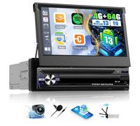 OiLiehu 4+64G Android 13 Autoradio Carplay Android Auto 1 Din 7 Pollici Telescopio Manuale Autoradio Touch Screen 1 Din Supporto Mirror Link Bluetooth FM RDS GPS WiFi SWC EQ Telecamera Posteriore