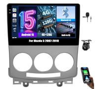 OiLiehu 4G+128G Android Autoradio per Mazda 5 2007-2010 Carplay Android Auto Autoradio con Schermo 9" con Bluetooth FM RDS GPS WiFi SWC EQ Telecamera Posteriore