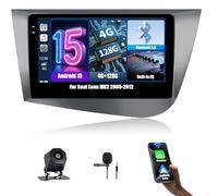OiLiehu 4G+128G Android Autoradio per Seat Leon MK2 2005-2012 Carplay Android Auto Autoradio con Schermo da 9" con Bluetooth FM RDS GPS WiFi SWC EQ Telecamera Posteriore