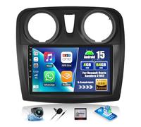 OiLiehu 4G+64G 8 Core Qualcomm Android 15 CarPlay Android Auto Autoradio per Renault Dacia Sandero 2 B52 2012-2019 Autoradio con Schermo 9" Bluetooth GPS FM RDS WiFi SWC DSP/EQ Telecamera Posteriore