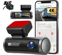 OiLiehu Dashcam 4K per auto, anteriore e posteriore, touch screen da 3,19 pollici, con sensore G, controllo APP, assistente parcheggio, registrazione in loop, visione notturna, telecamera posteriore