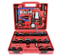 OiLiehu Kit Pressione Radiatore 28 Pezzi, Tester Pressione Liquido di Raffreddamento con 17 Adattatori Metallici e 3 Capsule Prova, Sfiatatore e Riempi Impianto Raffreddamento, Colore Rosso