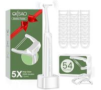 OILSAO Filo interdentale elettrico per denti, alternativa al filo interdentale con 5 velocità + 54 testine di ricarica, 5 x pulizia e 60 giorni di durata della batteria, oscillazione scorrevole per la