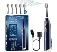 OILSAO Spazzolino da denti 3 in 1 con filo interdentale, vibra e oscilla a 60°, spazzolino elettrico con idropulsore Equipe 5 testine, rimozione della placca fino al 99,99% per sensibilità, bretelle