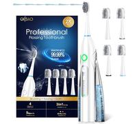 OILSAO Spazzolino elettrico con filo interdentale, tutto in uno spazzolino sonico con filo interdentale con 3 modalità e 5 velocità di filo interdentale e 4 testine, ricaricabile e portatile, per la