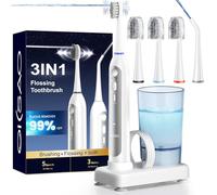 OILSAO Spazzolino elettrico con idropulsore, 40000 VPM Sonic Flossing spazzolino combinato in uno per adulti, 5 pressione e 3 modalità, ricaricabile per la pulizia dei denti, rimozione della placca
