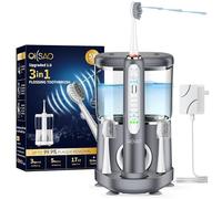 OILSAO Spazzolino elettrico con idropulsore combinato in uno, spazzolino da denti professionale per la pulizia e il filo interdentale, rimozione della placca, ricaricabile, 5 modalità di spazzola e 3