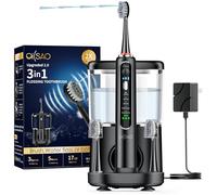OILSAO Spazzolino elettrico con idropulsore combinato in uno, spazzolino da denti professionale per la pulizia e il filo interdentale, rimozione della placca, ricaricabile, 5 modalità di spazzola e 3