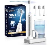 OILSAO Spazzolino elettrico con idropulsore combinato, spazzolino sonico tutto in uno con 3 modalità e 5 velocità di filo interdentale, ricaricabile e portatile, per la pulizia dei denti degli adulti