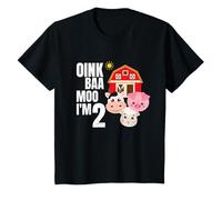 Oink Baa Moo Im 2 Animali della fattoria Bambino 2° Compleanno Maglietta