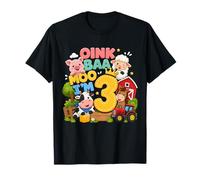 Oink Baa Moo I'm 3 Farm 3rd Birthday Kids 3 Yrs Old Party Maglietta