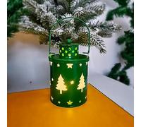 OINRG Lanterna natalizia vintage con LED in metallo, piccola lanterna, decorativa vintage metallizzata, decorazione natalizia rustica invernale per la casa (verde)