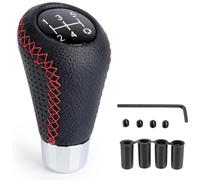OINTJWWO Pomelli Leva Cambio per Auto per Mitsubishi L200, 5 Marce Universale Leva Cambio Manuale Pelle Copri Pomello Sostituzione Manopola Cappuccio con 4 Adattatori,B/Black Red Line