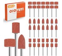 OioTuyi 42 pezzi abrasivo montato pietra mola testa, 1/8 '' gambo, compatibile con Dremel e altre marche di utensili rotanti, punta per trapano abrasivo e attacco per levigatura trapano