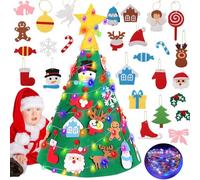 OIOYLEY 3D Albero di Natale Feltro Bambini, Albero di Natale in Feltro 3D per Bambini, Natale in Feltro Stump Stereo Bambino Magico Conico + 29pcs Ornamenti Staccabili, per Bambini Regali di Natale