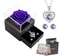 OIOYLEY Rosa Eterna Confezione Regalo con Orecchini Collana in Argento 925, Idee Regalo Donna, Regali Romantici per Lei, Vera Rosa per San Valentino,Anniversario,Compleanno,Festa della Mamma,Natale