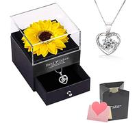 OIOYLEY Squisita scatola regalo di girasole conservata con collana a forma di cuore, per donne per San Valentino, festa della mamma, anniversario, compleanno per mamma, sorella, moglie, /, /