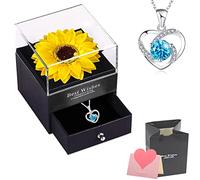 OIOYLEY Squisita scatola regalo di girasole conservata con collana a forma di cuore, per donne per San Valentino, festa della mamma, anniversario, compleanno per mamma, sorella, moglie, /, /