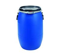 Oipps - Fusto in plastica blu da 60 l con apertura superiore, con coperchio e anello in metallo, approvato UN, grado alimentare