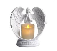 Oiqippnbv 1Set Starry White Angel Wing Pregare Arenaria Statua Figurine Preghiera Decorazione Domestica Memoriale LED Portacandele Resina