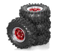 Oiqippnbv 4 Pezzi 51mm 1.0 Pollice Metal Beadlock Wheel Tire Set per 1/18 1/24 RC Crawler Car TRX4M SCX24 FCX24 Parti di Aggiornamento Rosso