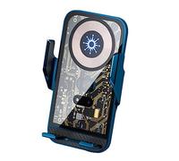 Oiqippnbv Caricabatteria da auto wireless a bloccaggio automatico, ricarica rapida da 15 W, supporto per telefono per caricabatterie iOS 14/13/12 universale-blu
