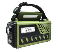 Oiqippnbv Radio Solare A Manovella, Caricabatteria Portatile per Radio di Emergenza, Torcia Elettrica, Orologio, Avviso SOS per La Sopravvivenza in All'Aperto in Casa
