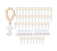 Oiqippnbv Rosario in Legno da 60 Pezzi con Sacchetti in Rete Rosario in Legno per Battesimo Prima Comunione Cresima Addio al Nubilato Baby Shower