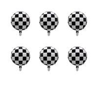 OIRBYKDG 6 palloncini in alluminio da corsa a scacchi bianchi e neri, adatti per feste a tema corsa su strada