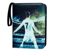 Oirigaga Album per carte da calcio, 4 tasche, 50 pagine, 400 carte, quaderno da collezione, raccoglitore impermeabile in pelle PU con chiusura lampo e maniglia