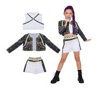 Oirigaga Costume coreano pop idolo per bambini, set di cosplay Huntrix con giacca, canottiera, pantaloncini, stile hunter, per carnevale e giochi di ruolo per bambini, feste di compleanno, 6-7 anni