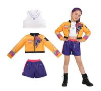 Oirigaga Costume da Idol Pop Coreano Bambine Ragazze, Set Cosplay Huntrix con Giacca Canottiera Pantaloncini, Travestimento Stile Anime Hunter per Carnevale e Giochi di Ruolo per Bambini Festa di