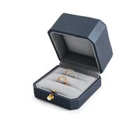 Oirlv Blu PU Pelle Scatola per Anelli,Scatola per Anelli a 2 Fessure,Ring box,per Proposta,Fidanzamento,Matrimonio