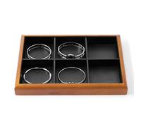 Oirlv Vassoi Per Gioielli In Legno Massiccio A 6 Griglie, Impilabili, Organizer Per Gioielli, Espositore per Gioielli (Nero)