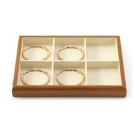 Oirlv Vassoi Per Gioielli In Legno Massiccio A 6 Griglie, Impilabili, Organizer Per Gioielli, Espositore per Gioielli (Bianco Crema)