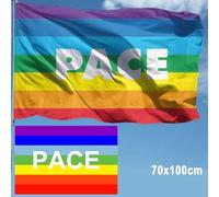 OISE ART STORE Trade Shop - Bandiera della Pace 70x100cm Arcobaleno con Asola Laterale da Bastone in Tessuto