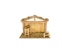 OISE ART STORE Trade Shop - Capanna con Scaletta Tetto Juta 35x26x15 Cm Presepe Addobbo Decorazione Natale