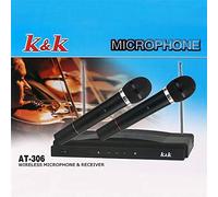OISE ART STORE Trade Shop - Kit Coppia Microfoni Professionali Wireless con Centralina VHF Bicanali At-306