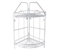 MENSOLA ANGOLARE ANGOLIERA 2 RIPIANI PORTA OGGETTI BAGNO METALLO BIANCO 52527