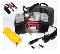 OISE ART STORE Trade Shop - Mini Compressore Portatile 12 Volt A Doppio Cilindro per Auto Moto + Manometro
