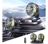 OISE ART STORE Trade Shop - Mini Ventilatore Elettrico Auto Portatile Ruotabile 2 Teste SUV Camper Camion 12v