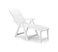 OISE ART STORE Trade Shop - Poltrona Lettino Prendisole Pieghevole con Poggiapiedi Bianco 60x108x109 Cm 015933 -