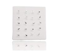 OISE ART STORE Trade Shop - Set 3 Pezzi Piercing Orecchini Naso 2.5 Mm Croce Crocifisso Argento 925 Sterling