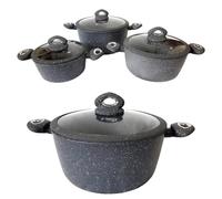 SET DI 3 PENTOLE CASSERUOLE BATTERIA IN PIETRA LAVICA ANTIADERENTE ANTIGRAFFIO