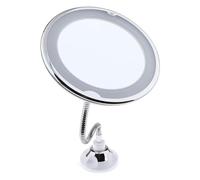 OISE ART STORE Trade Shop - Specchio per Trucco Ingrandimento 10x LED Rotazione A 360° Ventosa Tubo Metallo Rotondo -