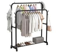 OISE ART STORE Trade Shop - Stand Appendiabiti Attaccapanni Abiti Stender Barra Doppio con Ruote Freno Nero