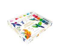 Oiseaux à l'aquarelle: Coffret avec 10 planches prêtes-à-peindre, une palette de 6 couleurs et un pinceau